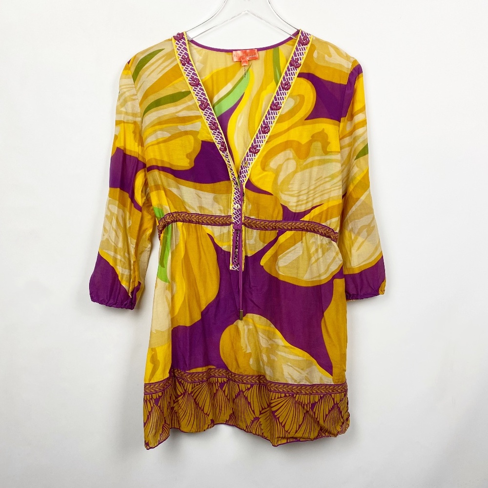 Hale Bob Cabana Embroidered Embellished Tunic M